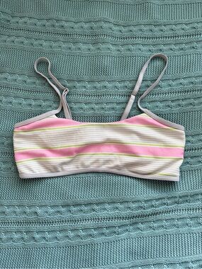 Shein Pastel Bandeau Striped Bikini Top Size Large